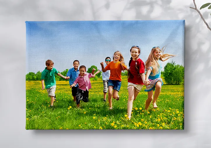 little smiling child in hood on canvas print