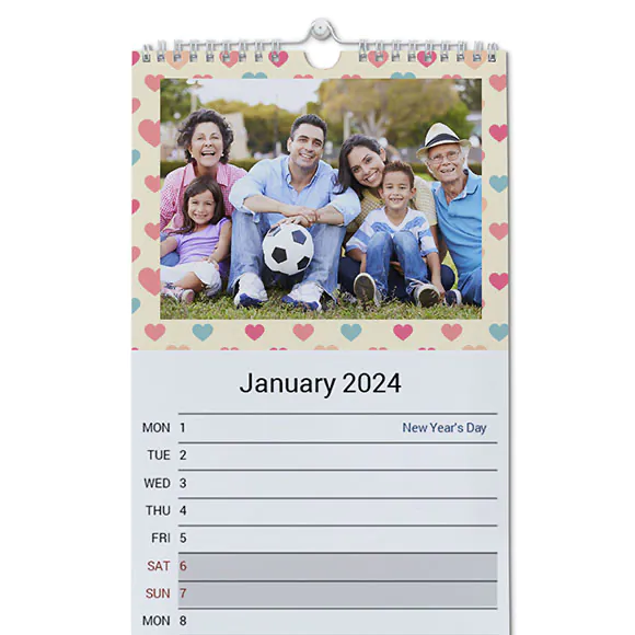 Close up of writing on personalised calendar by Printerpix