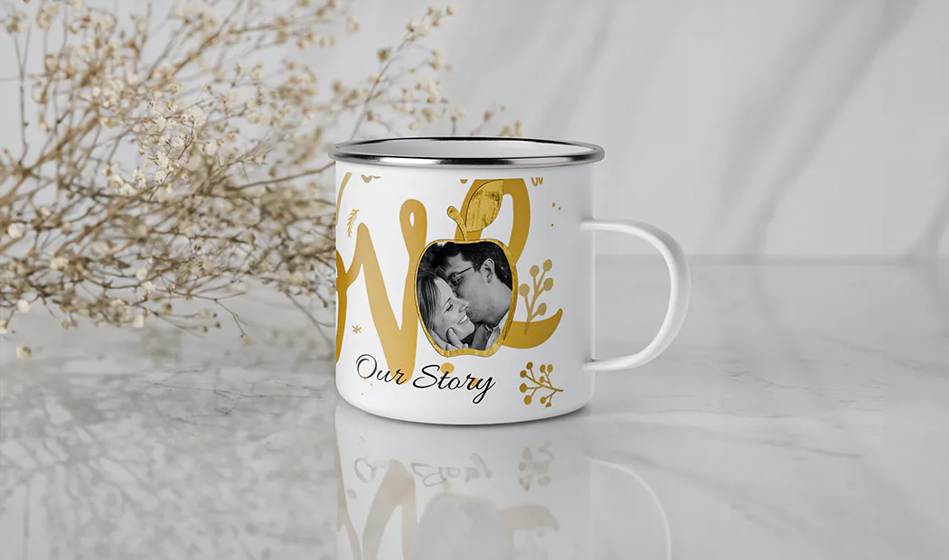 Personalised photo mug with your own photo of a dog on