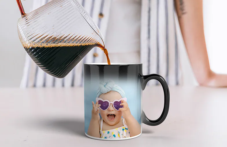 Magic Mug|Magic Mug|Three mugs: one empty (blank), one half full (half an image) and one full (full image)|Magic Mug|Magic Mug|Magic Mug|||||