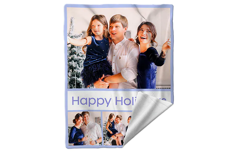 |Make Your Own Christmas Blanket|Custom printerpix sherpa blanket on bed|Custom printerpix sherpa blanket hanging on chair|Sherpa blanket of dog|Custom printerpix sherpa blanket|||||